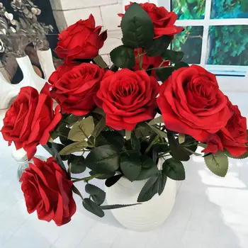1 букет из 10 головок искусственных цветов Пион Чайная роза Осенние шелковые искусственные цветы для DIY гостиной Домашнего сада Свадебного украшения