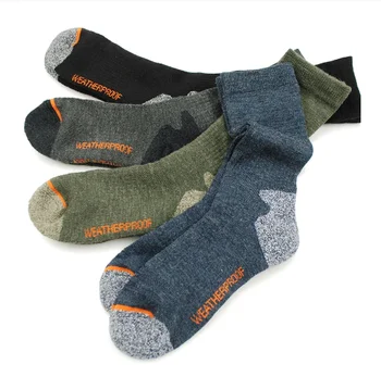 1 пара носков из шерсти мериноса, Походные носки для мужчин, махровые носки-подушки для экипажа, Зимние утепленные спортивные Дышащие носки для мужчин 40-45 лет