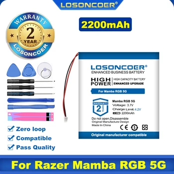 100% Оригинальный аккумулятор LOSONCOER 2200 мАч для Razer Mamba RGB 5G Gaming Wireless Mouse Battery