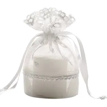1шт Белый кружевной свадебный мешочек, подарочная коробка, свадебный пакет для конфет, сумки для свадебных сувениров и подарков Оптом