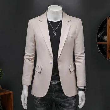 2023 Весенне-осенний костюм для отдыха, куртка, свободный красивый костюм, топ senior sense, однотонная деловая мужская официальная одежда S-5XL
