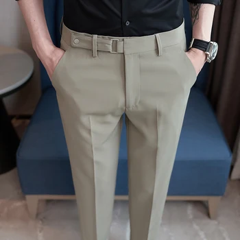 2023 Весна Лето Повседневный деловой костюм Брюки Мужские однотонные офисные брюки длиной до щиколоток Уличная мужская одежда