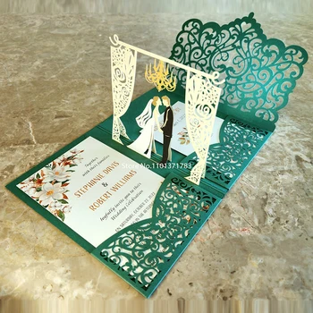 (50 шт./Лот) Всплывающая Обложка Свадебного Пригласительного Билета Ручной Работы Для Жениха И Невесты 