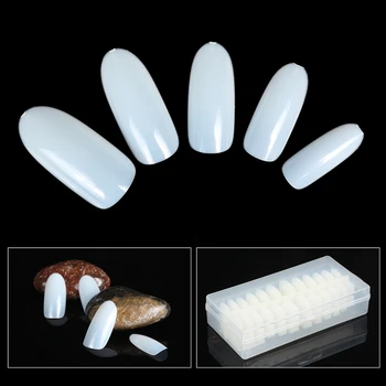500шт Овальные накладные ногти, Круглые поддельные простые ногти, искусственные наконечники для маникюра, набор для маникюра 