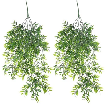 6 Упаковок подвесных искусственных растений Бамбук Искусственные Подвесные листья бамбука Плакучее Поникшее растение для внутренней наружной стены дома