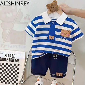 ALISHINREY Children Line Комплект Одежды Для Мальчиков Лето 2023, Новый Модный Стиль, Хлопковый Высококачественный Детский Костюм, Детский Костюм