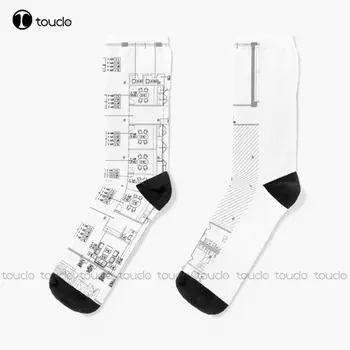 Architect'S Blueprint - носки с рисунком Architecture, белые футбольные Носки Мужские с цифровой печатью 360 °, Подарочная уличная одежда на заказ, Забавный носок