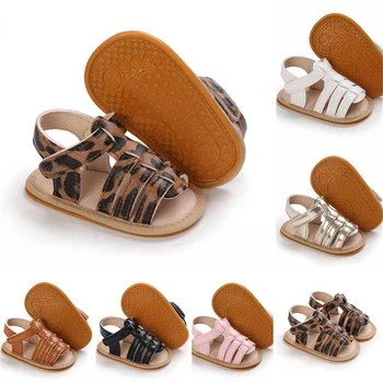 Citgeett/ Летние сандалии для новорожденных девочек; повседневная дышащая кожаная обувь с леопардовым принтом;
