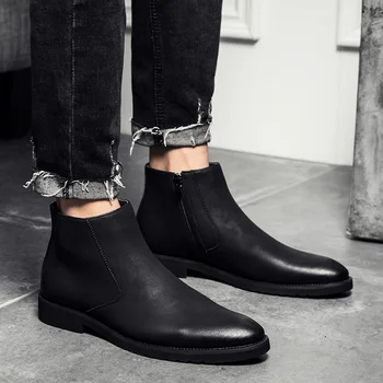 EMOSEWA, высококачественные британские мужские ботинки, Весенне-осенняя обувь, Модные ботинки на молнии, Дышащие мужские ботинки из натуральной кожи, 38 ~ 44