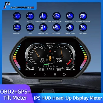 F12 HUD OBD GPS Heads Up Дисплей 4,5 дюймовый Автомобильный Цифровой Спидометр Сигнализация Температуры Воды Масла Превышение Скорости Диагностический ЖКЭкран