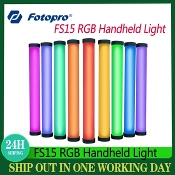 Fotopro FS15 10 Вт LED Light Stick Lighting RGB Ручной Светильник 3200 К-5600 К 5200 мАч Емкость Студийная Атмосфера Открытый Кемпинг Лампа