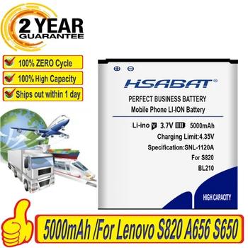 HSABAT 5000 мАч BL210 Батарея Использовать для Lenovo S820 A656 S650 S658t S820E A770E A750E A766 A658T A828t A536 Батареи