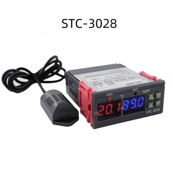 STC-3028 Двойной цифровой термостат для контроля температуры и влажности, термометр-гигрометр, контроллер инкубатора, переменный ток 220 В, постоянный ток 12 В 24 В