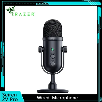 USB-микрофон Razer Seiren V2 Pro для потоковой передачи игр, Записи Подкастов на ПК, Мониторинга микрофона с фильтром высоких частот