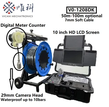 VICAM AHD 29 мм Скважинная Камера для воды 50 м 100 м Мягкий Кабель счетчик глубины Скважинные Камеры V8-1208DK 10-дюймовый экран Скважинные Камеры