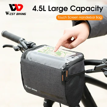 WEST BIKING 4,5-литровая Передняя сумка для велосипеда, сумка для телефона с сенсорным экраном, Изолированная Сумка-холодильник для велосипеда, аксессуары для шоссейного велоспорта MTB