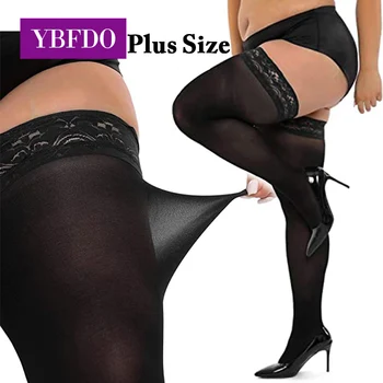 YBFDO Сексуальные кружевные чулки до бедра, нижнее белье, женские Прозрачные чулки с высокой эластичностью, нейлоновые носки большого размера