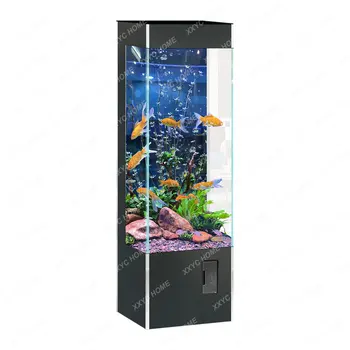 Аквариум с рыбками рядом с ТВ-шкафом в гостиной, новый Маленький вертикальный аквариум с черепахой из экологически чистого белого стекла, не содержащей воды, с золотыми рыбками