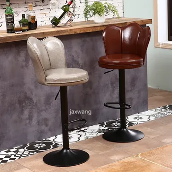 Барный стул из высококачественной кожи на заказ, современный офисный стул с подъемником, креативные стулья для кассиров, вращающийся высокий стул в скандинавском стиле
