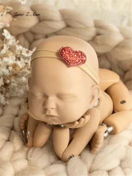 Блестящая корона в виде персикового сердечка для новорожденного 100-дневного младенца с высокой эластичной лентой для волос на день рождения, фото Головных уборов