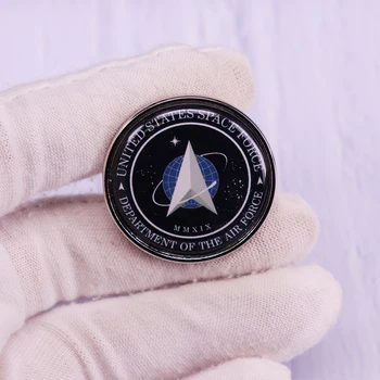 Булавка с официальным логотипом Космических сил США, винтажная брошь-пуговица