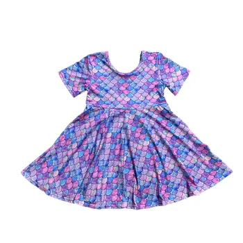 Бутик летнего платья для маленьких девочек с короткими рукавами, платье русалки, милые юбки принцессы с завитушками, детская одежда