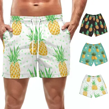 Быстросохнущая летняя мужская одежда с принтом ананаса, пляжные шорты, трусы для мужчин, плавки, шорты для плавания, пляжная одежда для серфинга