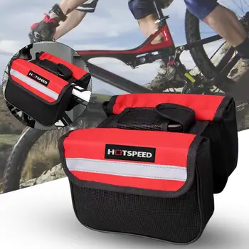 Велосипедная передняя сумка Светоотражающий дизайн Велосипедная седельная сумка большой емкости Портативная велосипедная сумка на руль с боковым карманом для велосипеда