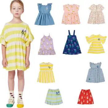 Весенне-летнее детское платье 2023 года, платье на бретельках для девочек
