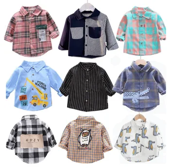 Весна Осень, хлопчатобумажная одежда для маленьких мальчиков, рубашка, футболка для маленьких девочек, детская блузка для младенцев 1, 2, 3, 4, 5 лет