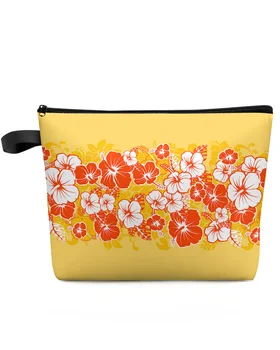 Гавайский тропический цветок Желтого цвета, дорожная косметичка большой емкости, Переносная сумка для хранения макияжа, Женский водонепроницаемый пенал