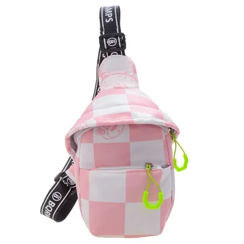 Детская сумка Шахматная доска клетчатая холщовая сумка на грудь модная детская сумка через плечо Трендовая мультяшная маленькая сумка через плечо кошелек для монет