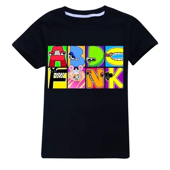 Детские летние футболки с алфавитом, модная футболка с короткими рукавами для девочек, удобная детская повседневная рубашка с героями мультфильмов 2023 года.