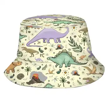 Динозавры! Корейские кепки Забавные Пляжные Шляпы-ведра с рисунком Динозавра Бронтозавр Трицератопс Тираннозавр Тираннозавр Рекс Стегозавр Милый