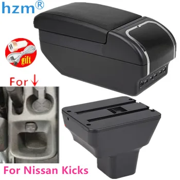 Для Nissan Kicks Коробка Для Подлокотника 2016-2023 Коробка Для Хранения Центральной Консоли Пепельница Подстаканник Искусственная Кожа USB Зарядка Поворотный