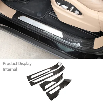 Для Porsche Cayenne 18-21 Накладка на порог автомобиля из настоящего углеродного волокна, декоративная защита интерьера скутера, Автоаксессуары