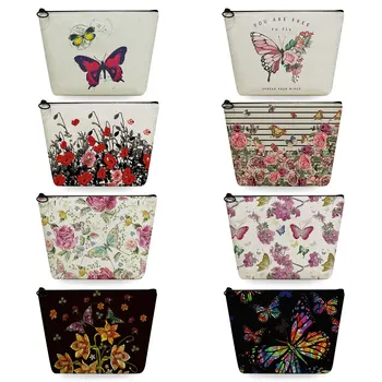 Дорожная сумка для туалетных принадлежностей, органайзер для макияжа, подарок с цветочным принтом бабочки, портативные женские косметички, пенал, повседневная
