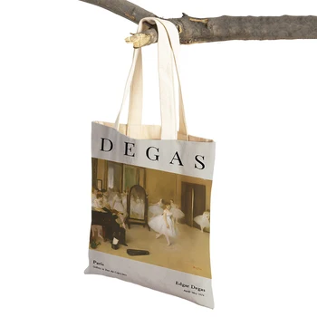 Женская сумка для покупок, мультяшная сумочка балерины Эдгара Дега, складная Тканевая сумка для покупок в стиле Харадзюку, студенческая холщовая сумка