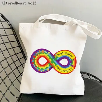 Женская сумка для покупок, натуральная сумка с принтом Neurospicy, женская сумка для покупок, холщовая сумка для покупок, женская сумка-тоут, женская сумка на плечо