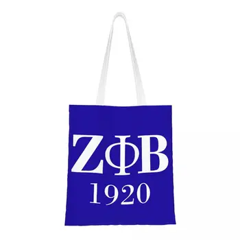 Женская сумка-тоут с логотипом женского общества Zeta Phi Beta, женская греческая буква 1920, холщовые сумки для покупок через плечо, Сумки большой емкости