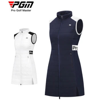 Женский длинный жилет для гольфа PGM, теплое хлопчатобумажное пальто на осень-зиму, спортивная одежда для гольфа для женщин YF499