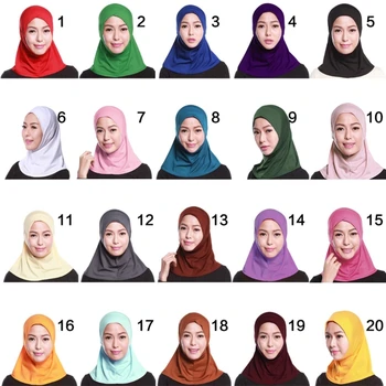 Женский мини-хиджаб, шарф, однотонный мусульманский хлопковый платок, исламская накидка на шею под шарф для головного убора, аксессуары для кепок, прямая поставка