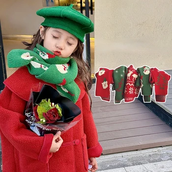 Зимний модный рождественский шарф для мальчиков и девочек, детский теплый толстый праздничный подарок, универсальный шейный платок