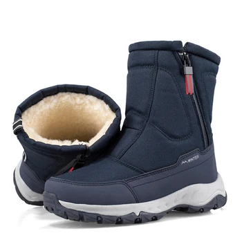 Зимняя обувь, Мужские походные ботинки, уличные снегоступы, плюс бархатная теплая молния сбоку, Повседневные короткие ботинки, Устойчивая Мужская хлопчатобумажная обувь