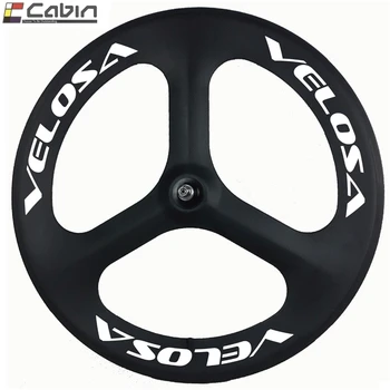Карбоновое трехспицевое колесо Velosa глубиной 70 мм для шоссейного/трекового велосипеда 700C, велосипедное колесо с 3 спицами, карбоновое колесо
