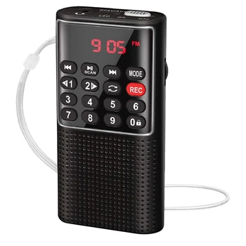 Карманное FM-радио Walkman, портативное аккумуляторное радио с диктофоном, ключом блокировки, проигрывателем SD-карт, перезаряжаемым звукозаписывающим устройством