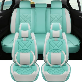Кожаный чехол для автомобильного сиденья Clio 5 BMW i3 Hilux Mazda CX3 Citroen C3 Universal Auto Автомобильные аксессуары Для интерьера Полный комплект