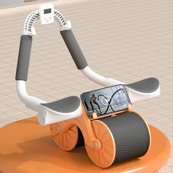 Колесо для живота с автоматическим отскоком, колеса для пресса с подушечкой, Отжимающий роликовый тренажер для растяжки плоских мышц, Немой тренажер для пресса