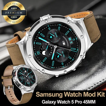 Комплект Модификации для Samsung Watch 5 Pro 45 мм Роскошный Корпус Из Нержавеющей Стали Металлический Безель для Galaxy Watch5 Pro Ремешок в Деловом Стиле