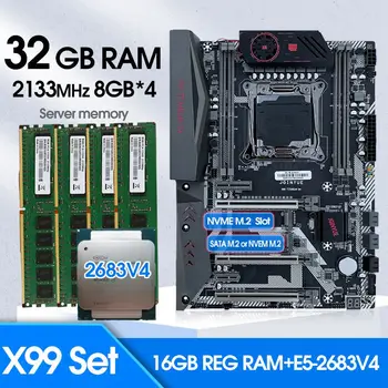 Комплект процессора и памяти материнской платы JINGYUE X99 TI D4 Xeon E5 2683V4 CPU LGA 2011-3 DDR4 32 ГБ 2133 МГц (4 * 8G)  КОМПЛЕКТ оперативной памяти ECC